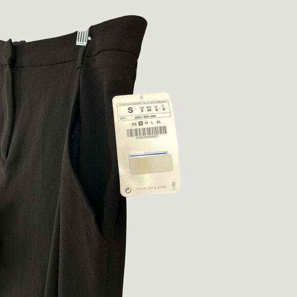ZARA NWT Black Tapered Trousers - Size S - Side Zip Ankle - Workwear Chic - Picture 6 of 9